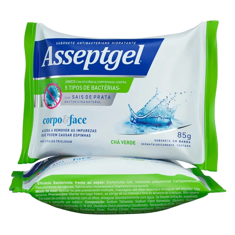 SABONETE ASSEPTGEL 85G CHA VERDE