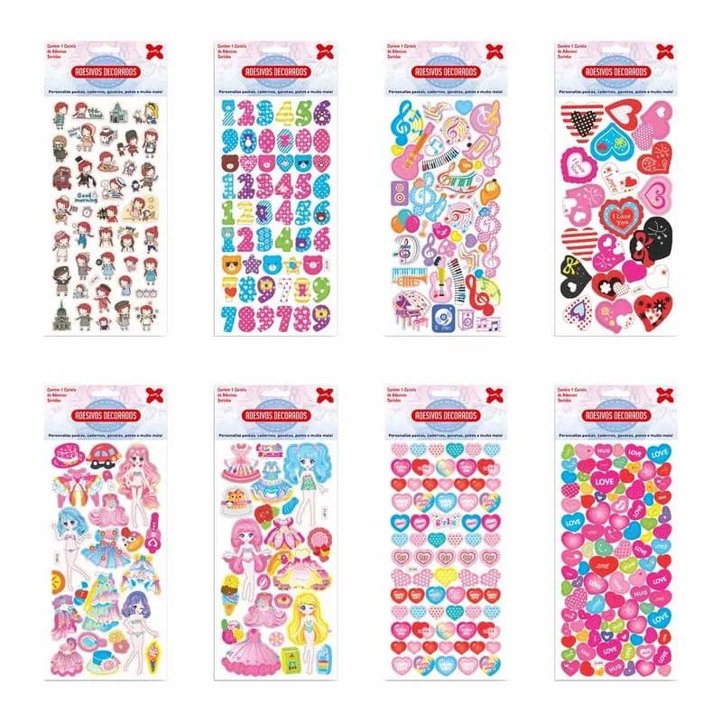 ADESIVOS DECORADOS 10X24CM. PRINCESA CARTELA SORT