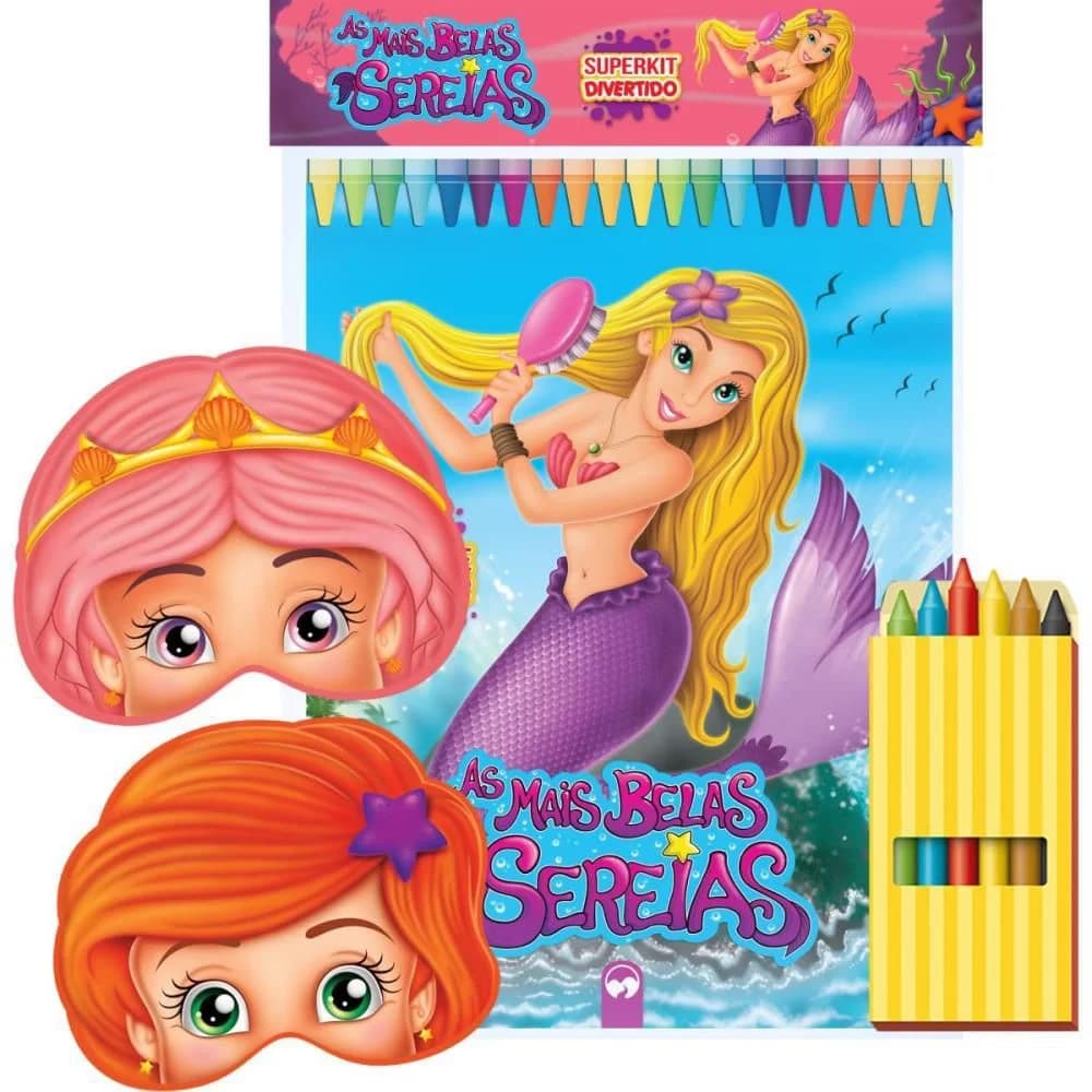 LIVRO INFANTIL COLORIR SUPER KIT SEREIAS C/GIZ