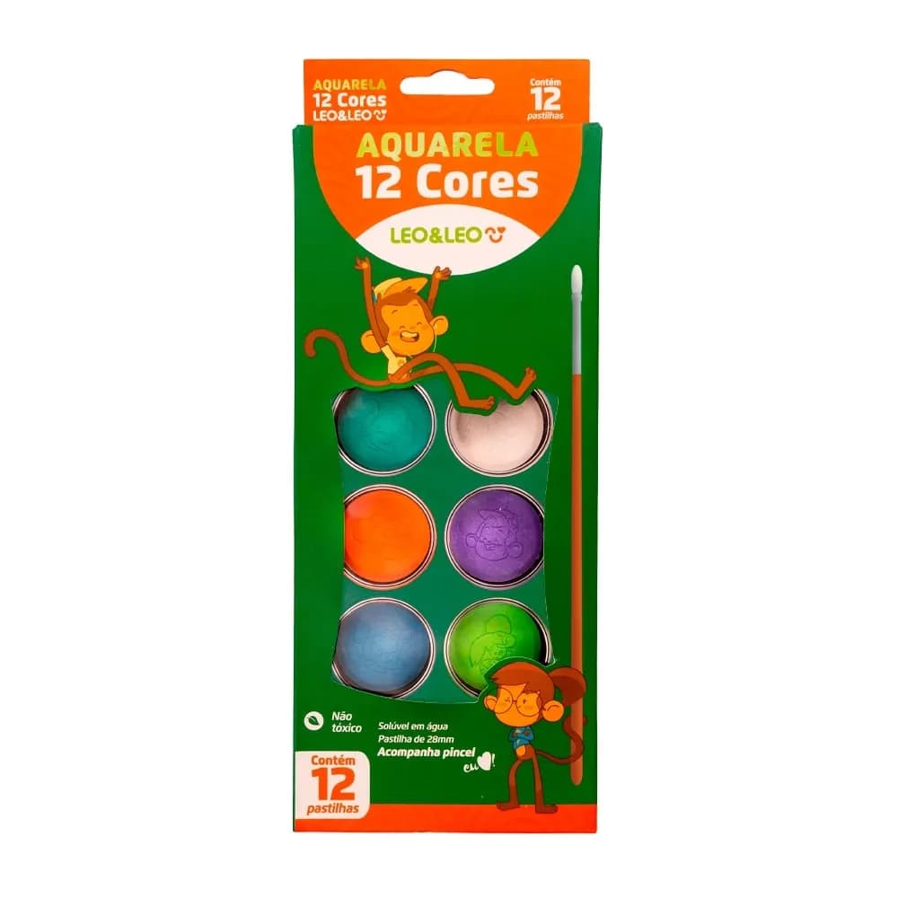 AQUARELA ESCOLAR LEO E LEO 12 CORES