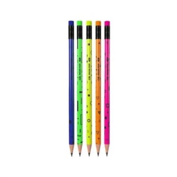 LAPIS PRETO REDONDO CIS NEON POP HB 5 CORES