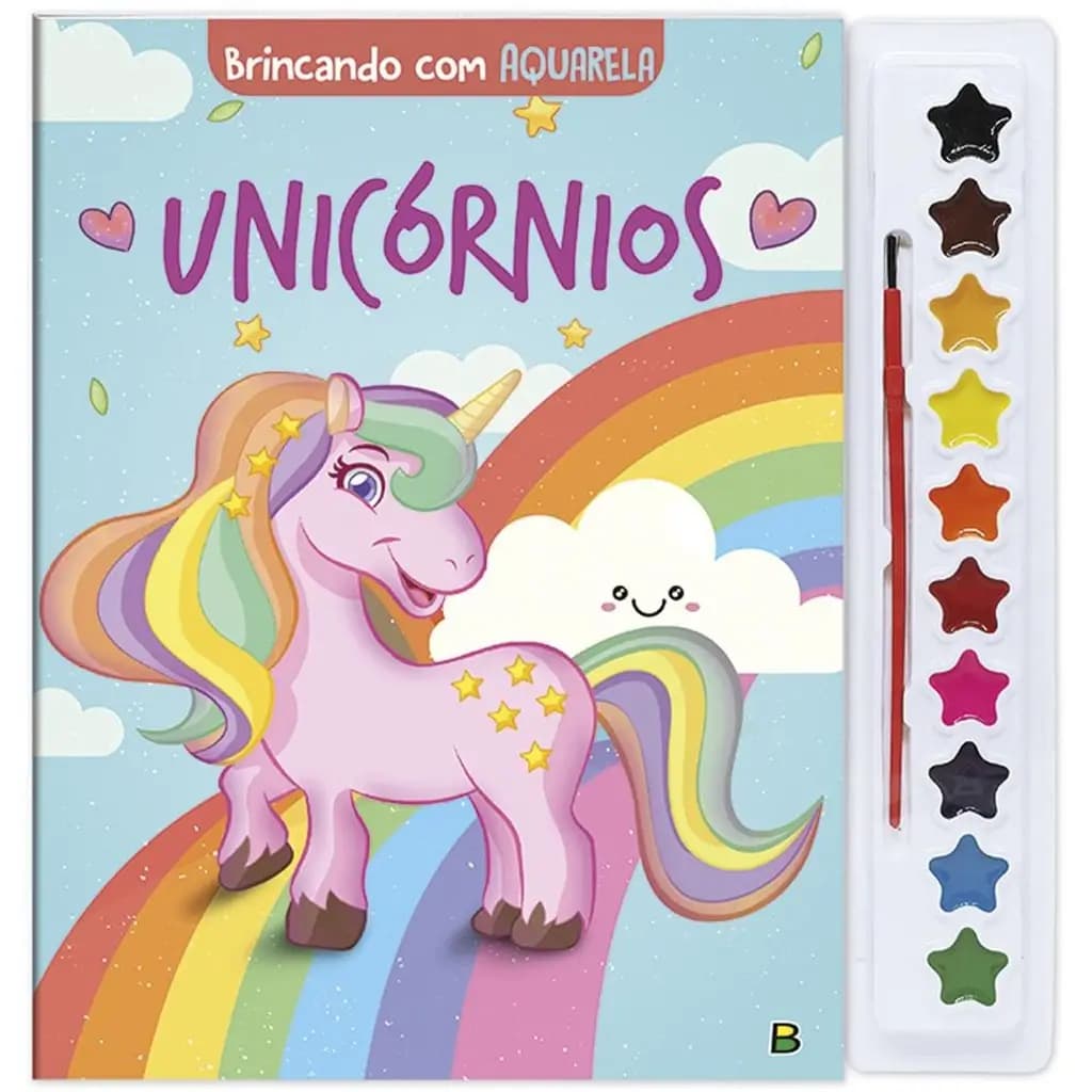 LIVRO AQUARELA UNICORNIOS 28X27CM 16PAG