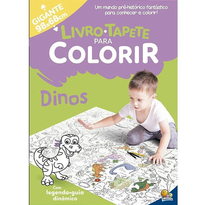 LIVRO INFANTIL COLORIR DINOS LIVRO TAPETE 16PAG