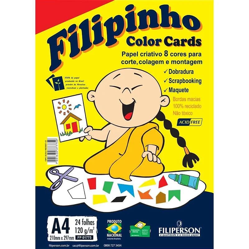 BLOCO EDUCACAO ARTISTICA FILIPINHO C.CARD A4 120G.24FLS