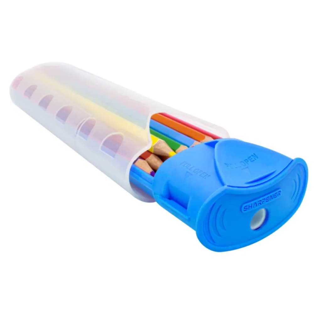 LAPIS DE COR SEXTAVADO CIS COLOR CASE AZUL 12 CORES ESTOJO