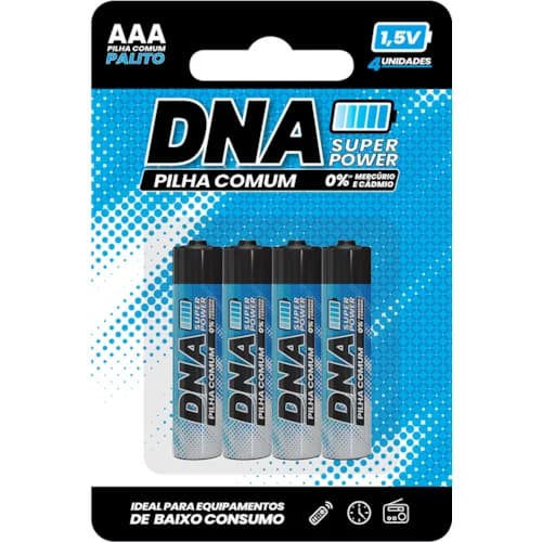 PILHA DNA COMUM ZINCO PALITO AAA 4UN