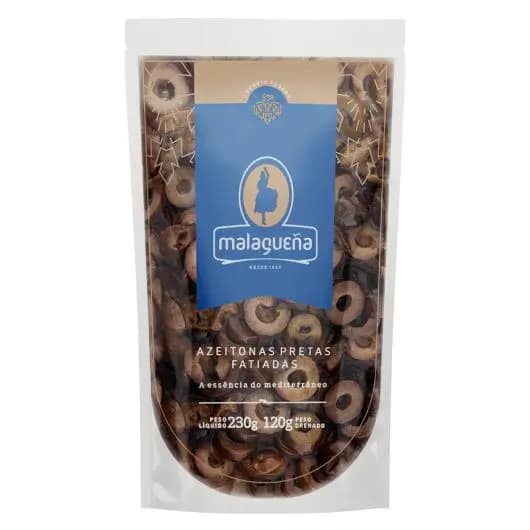 AZEITONAS PRETAS MALAGUENA 120G FATIADAS DP