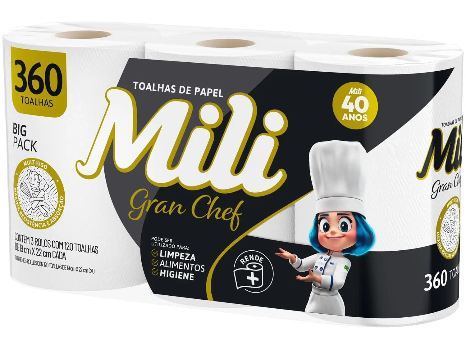 TOALHAS PAPEL MILI GRAN CHEF C3 120FLS