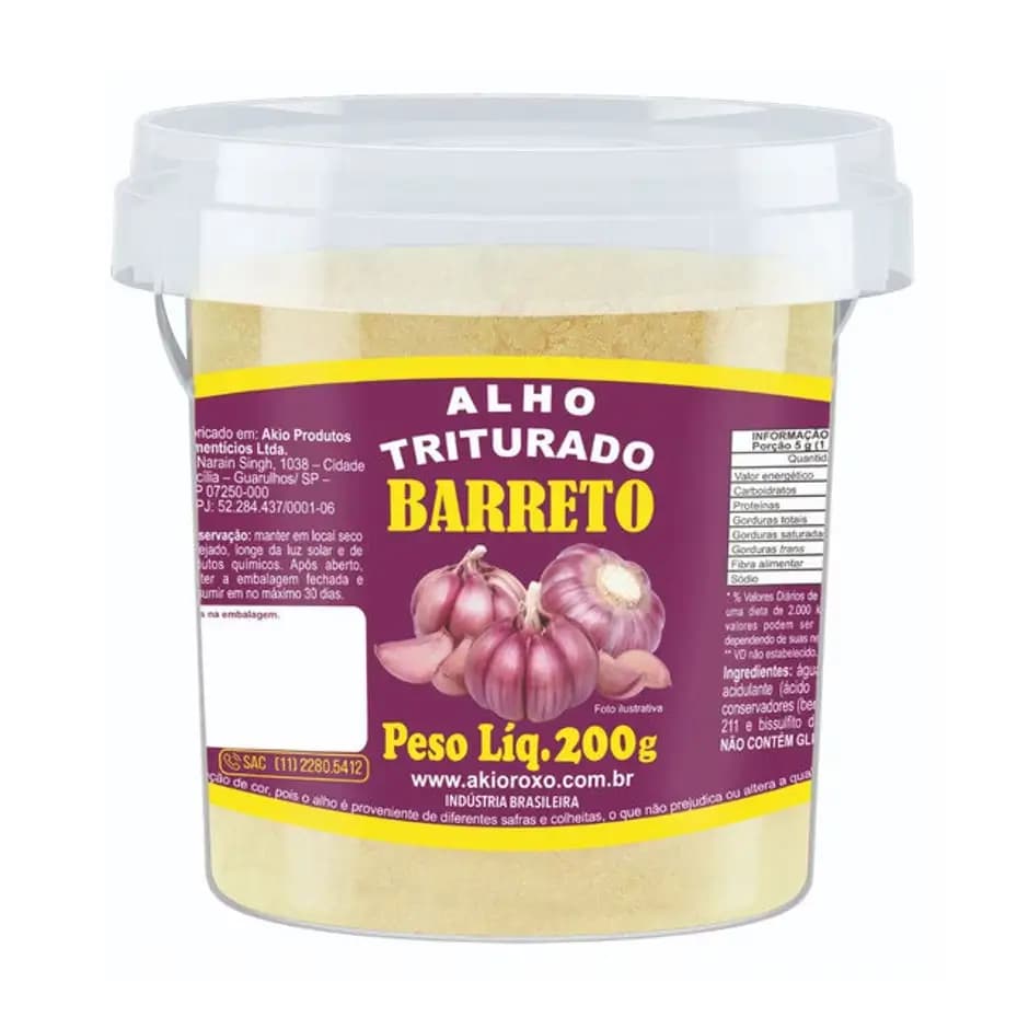 ALHO TRITURADO BARRETO 200G