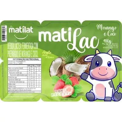 IOGURTE POLPA MATILAT 480G MORANGO E COCO