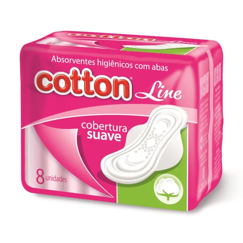 ABSORVENTE COTTON LINE SUAVE COM ABAS 8UN