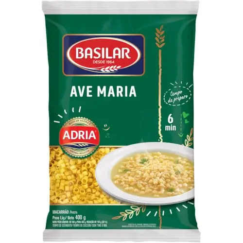 MACARRAO BASILAR SEMOLADO AVE MARIA 500G
