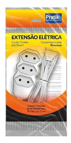 EXTENSAO ELETRICA PRATIK BRANCA 10M