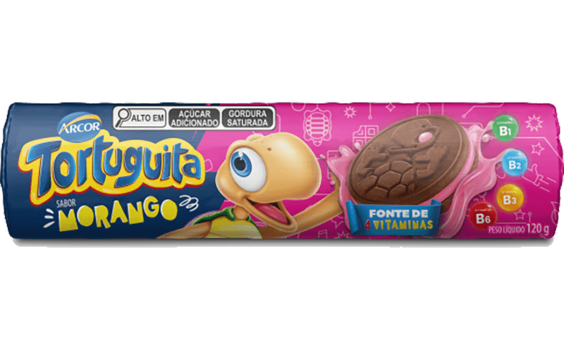 BISC RECH TORTUGUITA 120G MORANGO