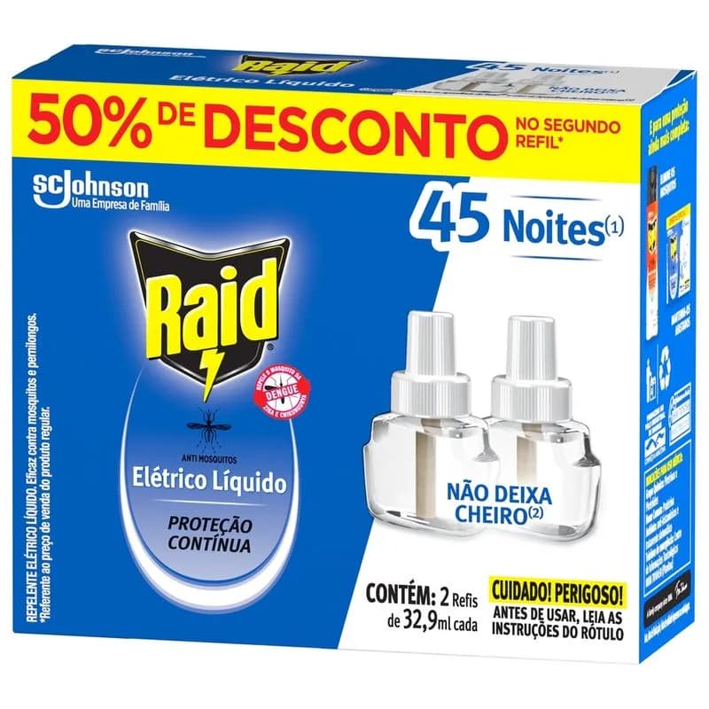 REPELENTE ELETRICO RAID LIQ 45N 50 DESC C2