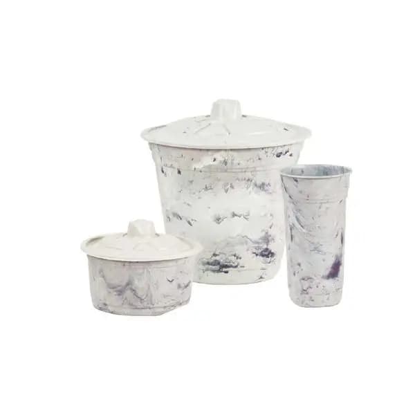 KIT PIA MARMORIZADO CARRARA PLASDORTA 3PCS