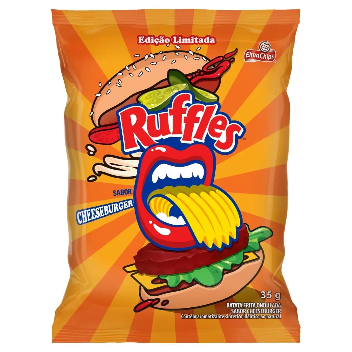 SALG ELMA CHIPS RUFFLES 35G CHEESEBURGER