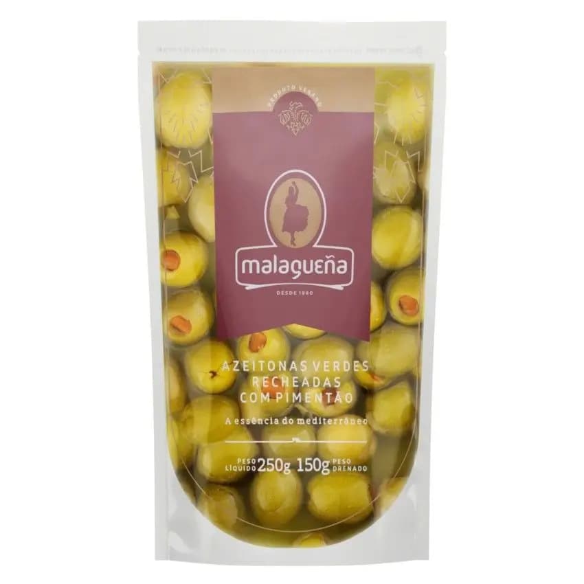 AZEITONAS VERDES MALAGUENA 250G RECHEADA DP