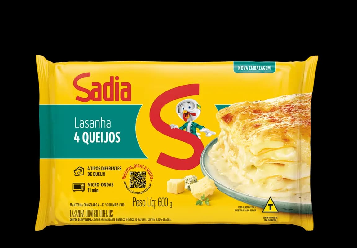LASANHA SADIA 600G QUATRO QUEIJOS