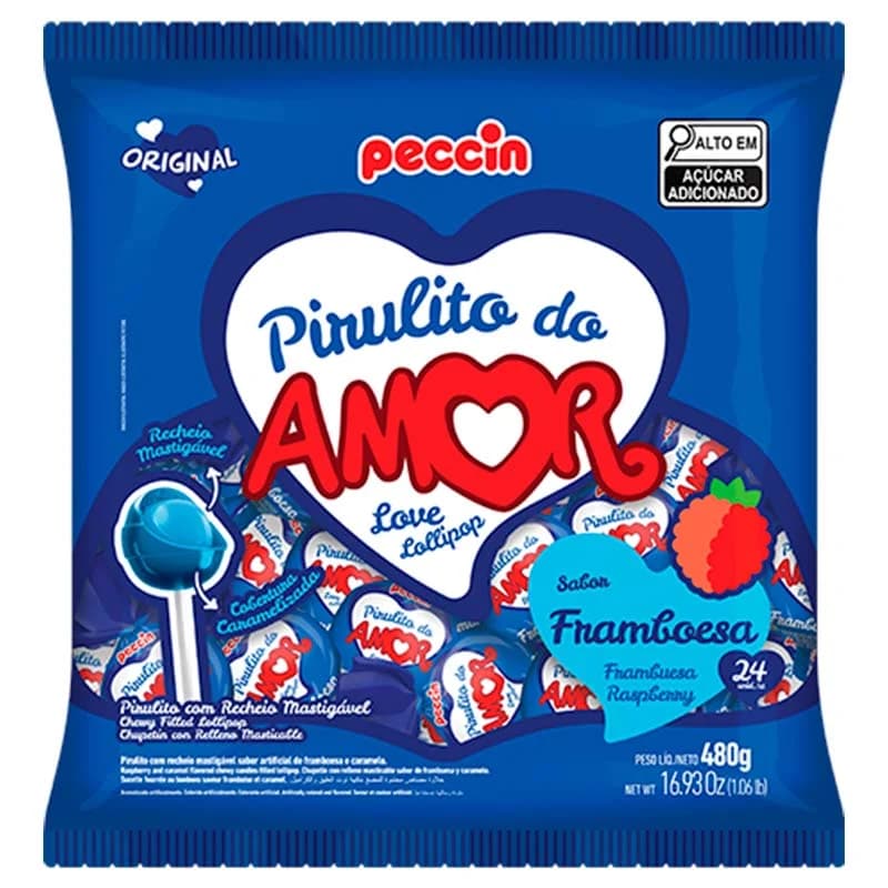 PIRULITO DO AMOR 480G PECCIN FRAMBOESA