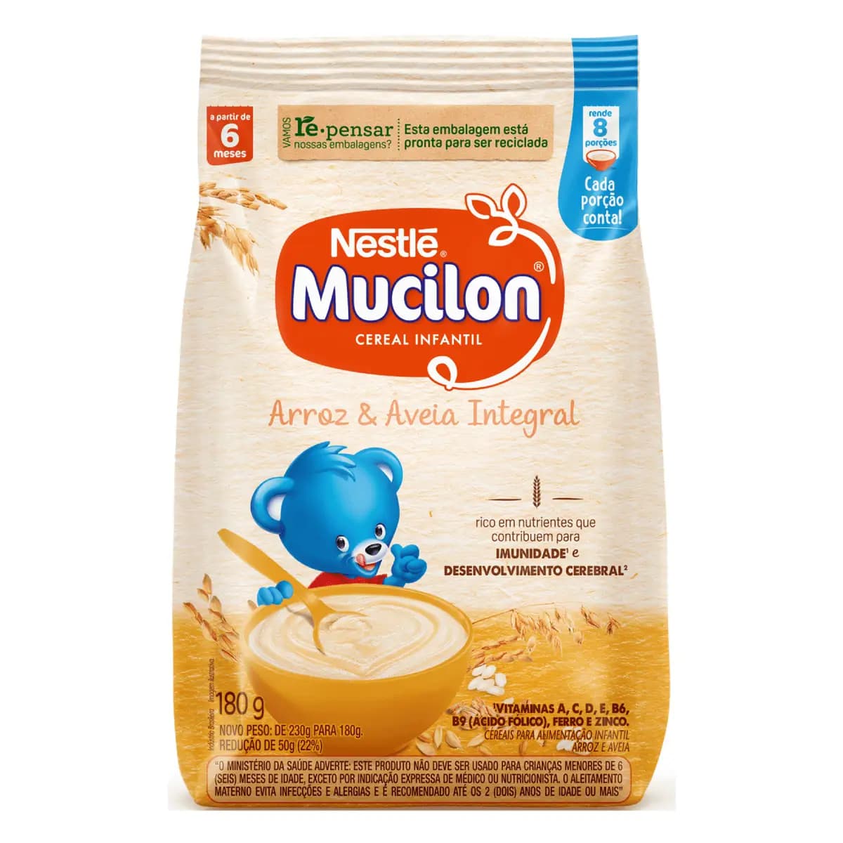 MUCILON NESTLE CEREAL ARROZ E AVEIA SC 180G