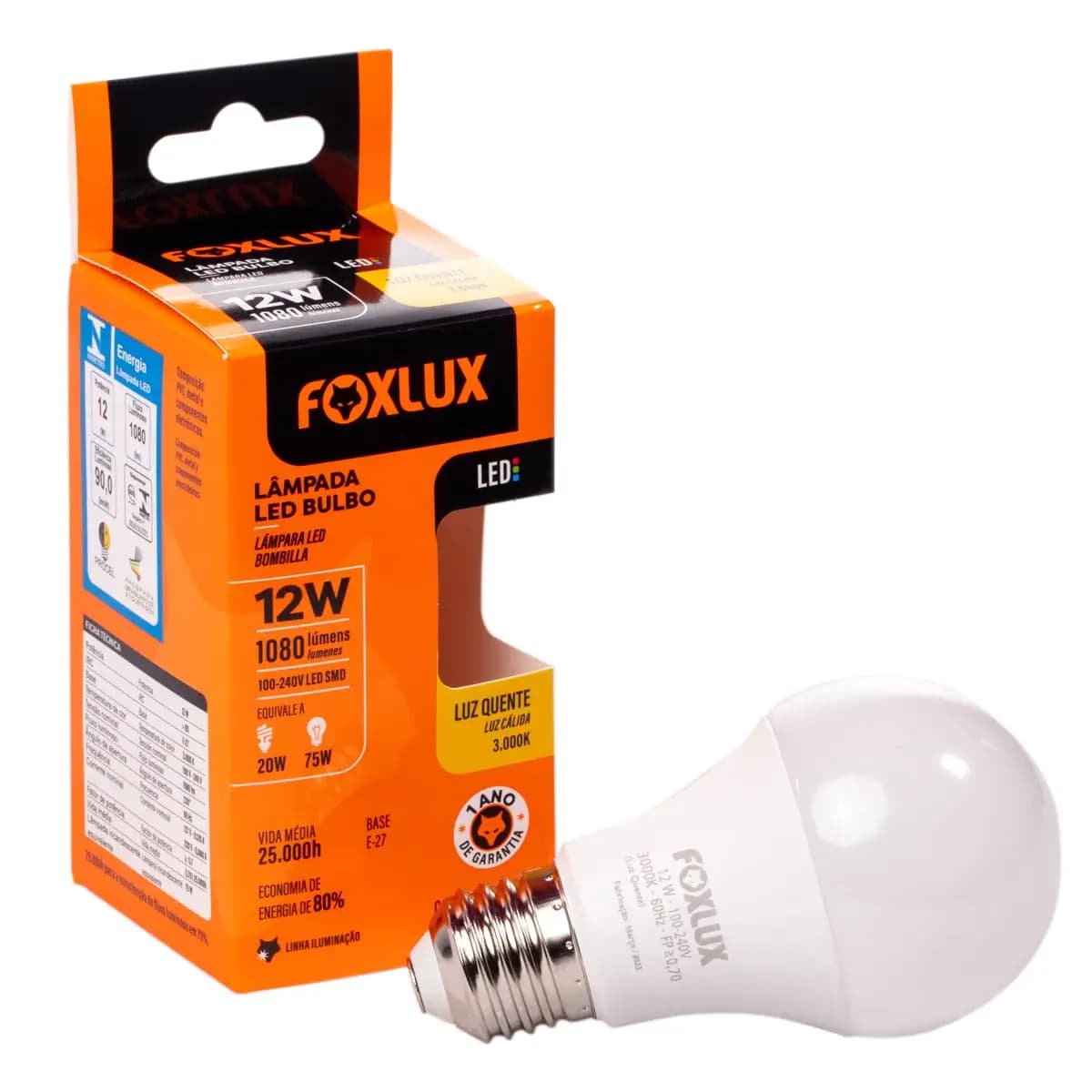 LAMPADA LED BULBO FOXLUX 12W