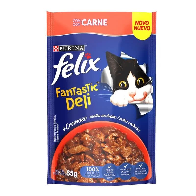 RACAO PURINA FELIX FANTASTIC DELI 85G CARNE