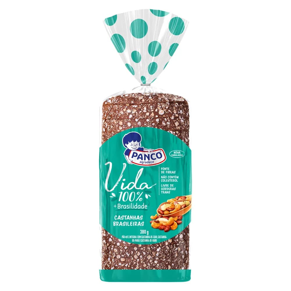 PAO FORMA PANCO 100 CASTANHAS BRASIL 380G