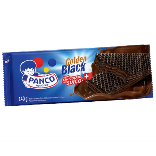 BISCOITO WAFER PANCO GOLDEN BLACK 140G CHOC SUICO