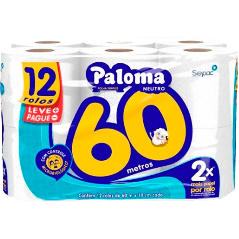 PAPEL HIG PALOMA NEUTRO FS 12X60M