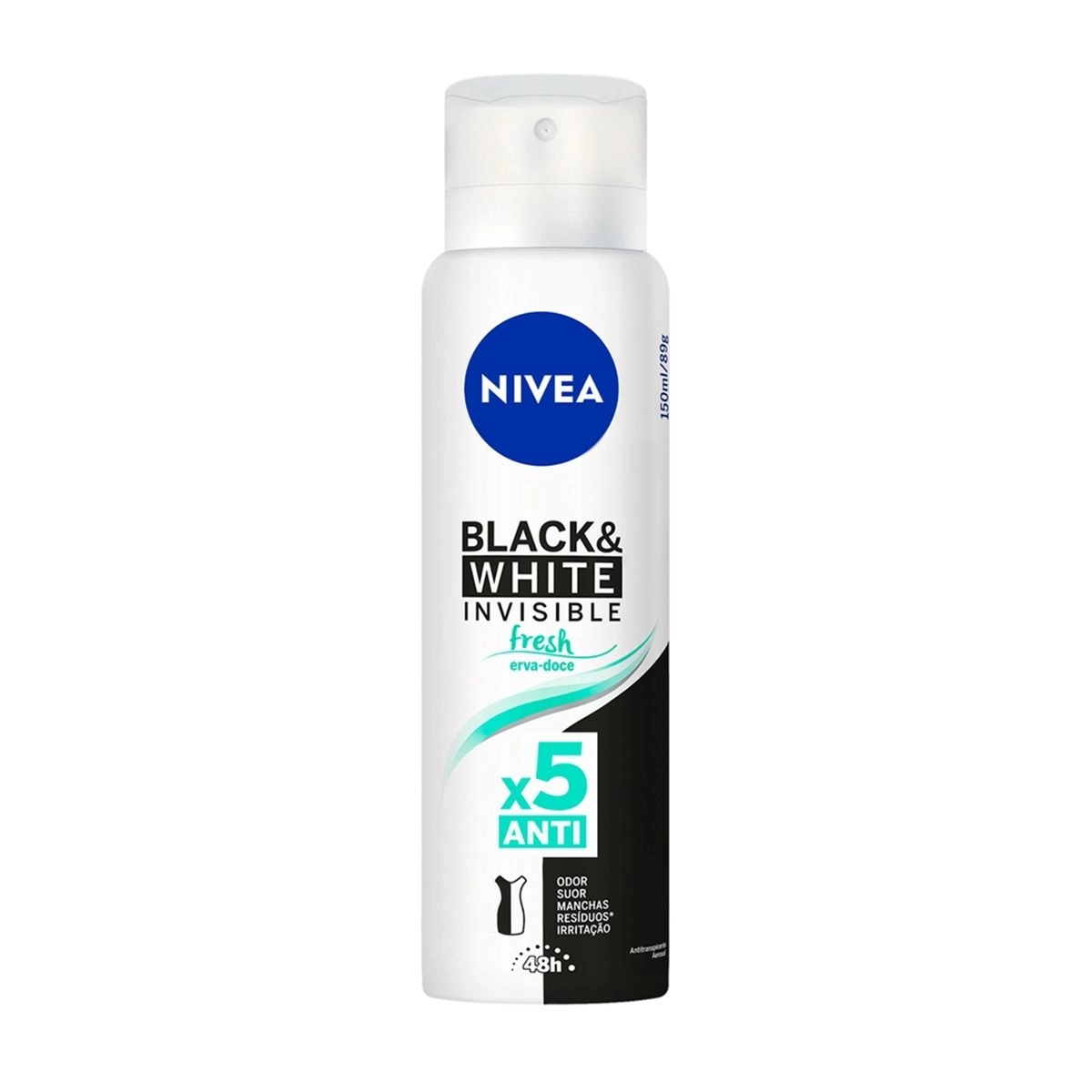 DESODORANTE AEROSOL NIVEA 89G BLACK WHITE ERVA DOCE