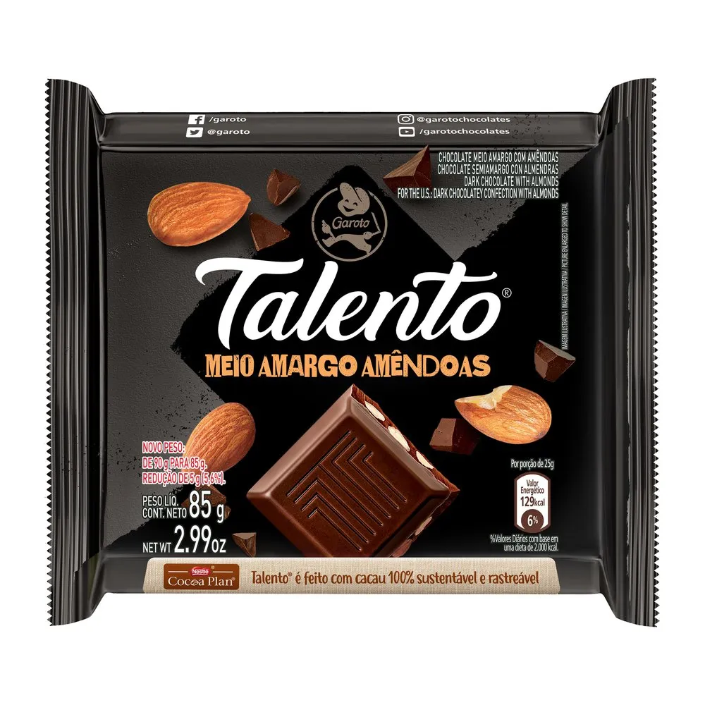 CHOCOLATE TALENTO 85G MEIO AMARGO