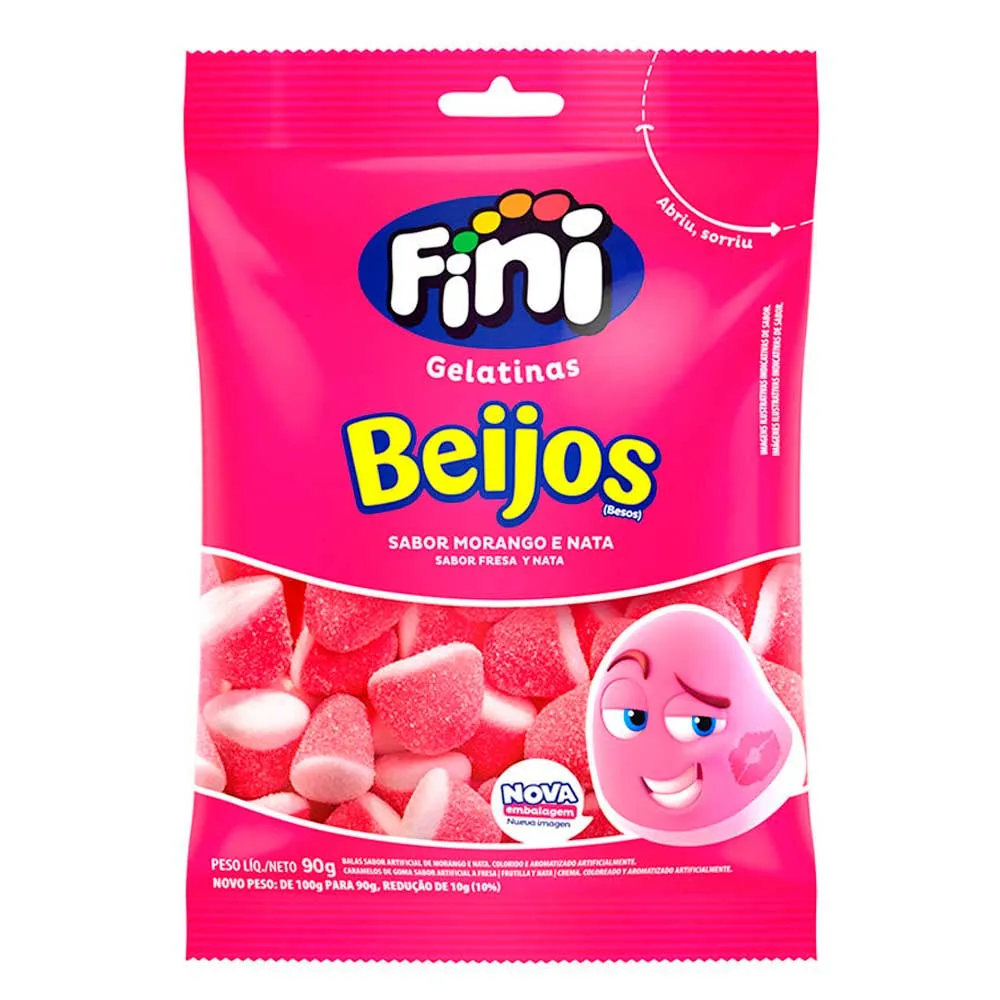 BALA FINI 90G BEIJOS DE MORANGO