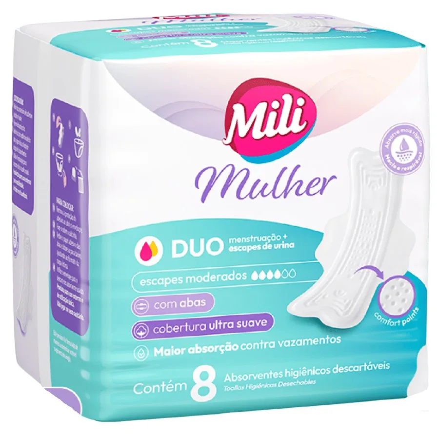 ABSORVENTE MILI MULHER DUO C/ABAS  8UN