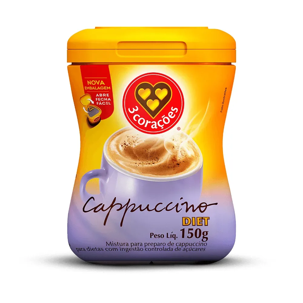 CAPPUCCINO 3 CORACOES DIET ABRA SEU CORACAO 150G