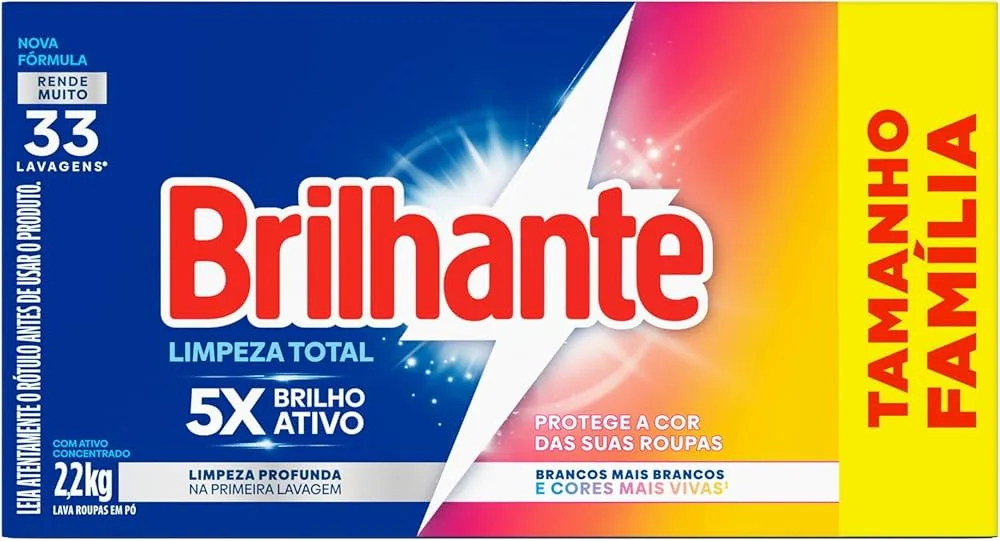 LAVA ROUPAS PO BRILHANTE 2,2KG LIMPEZA TOTAL