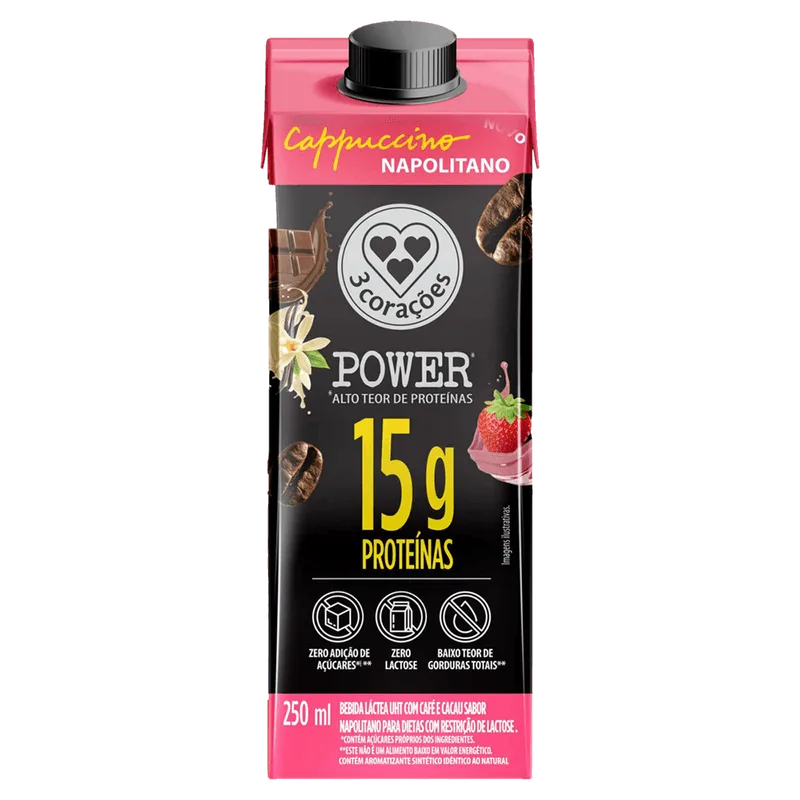 BEBIDA LACTEA 3CORACOES POWER NAPOLITANO 250ML